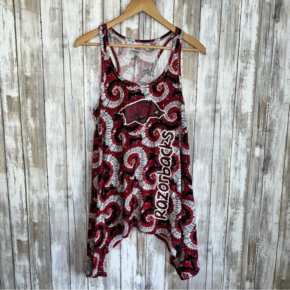 NCAA Tops - Arkansas Razorbacks Tie Dye Tank Top Women’s Large Red Black Game Day Shirt